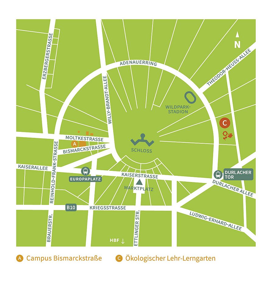 Anfahrtsskizze zur Paedagogischen Hochschule Karlsruhe